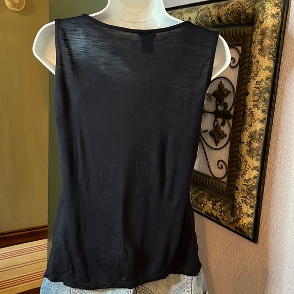 Cutest Ann Taylor Front Crochet Lace Black Tank Top Sz S/P - Picture 5 of 12